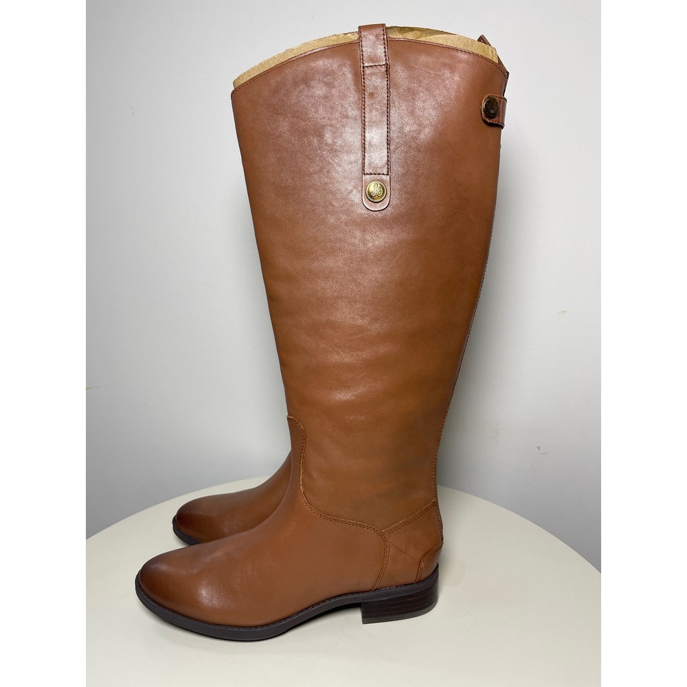 Sam Edelman Penny Leather Tall Riding Boots Whiskey Brown Wide Calf 8 Back Zip
